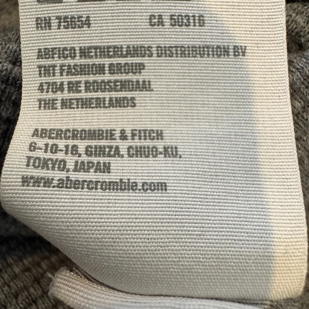 ABERCROMBIE & FITCH Mens Muscle Thermal Crew Neck‎ Top XL Gray Heavyweight